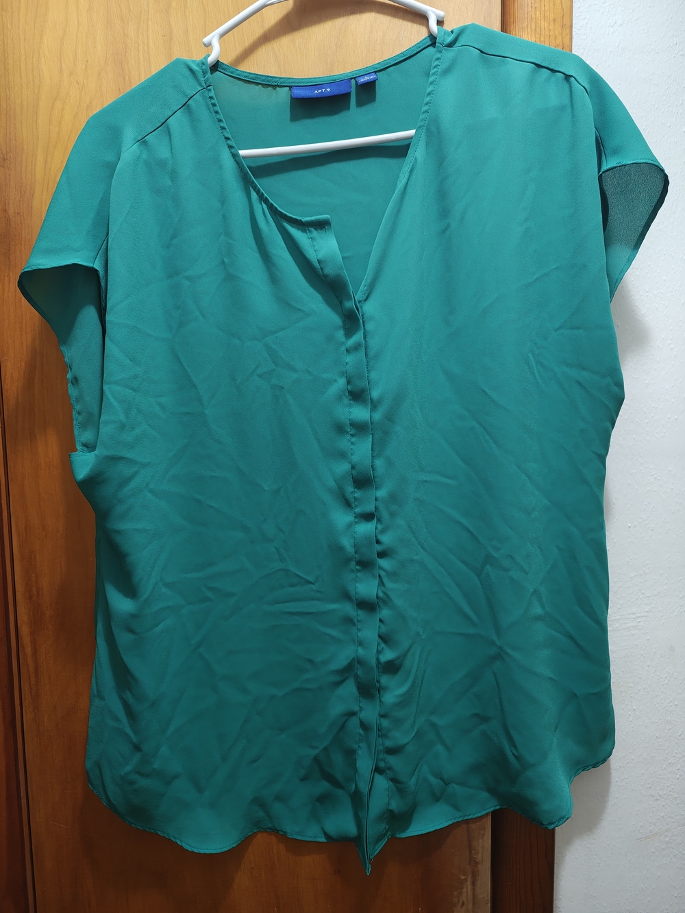 Apt. 9 Teal-Green V-Neck Cap Sleeve Blouse